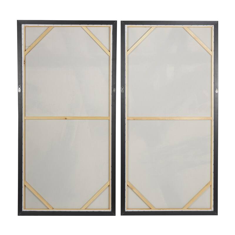Canvas Abstract Lines Framed Wall Art with Gold Foil Accents - Set of 2 Light Gray - Roche River Decor
