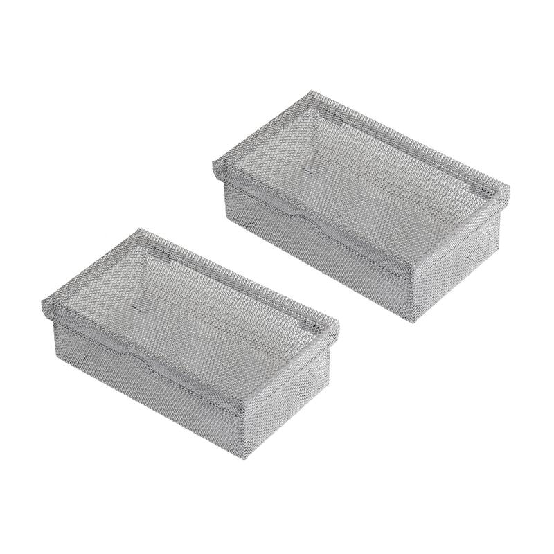 Hinged Mesh Storage Box, School Supply, Office Desktop Organizer, 2307 - Small - Set of 2