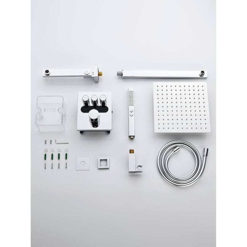 Lefton Shower System in Fahrenheit Display, 10” Overhead Shower Head with Handheld Spray Showerhead and Bathtub Faucet, SSWM2502