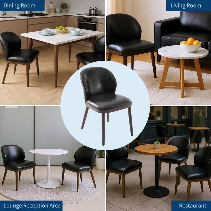 Dining Chairs Set of 2, Wood Legs Modern Upholstered with Ergonomic Back Support