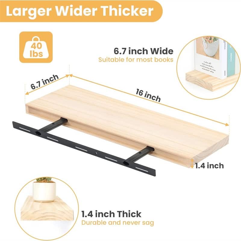 Wood Floating Shelves Set of 2