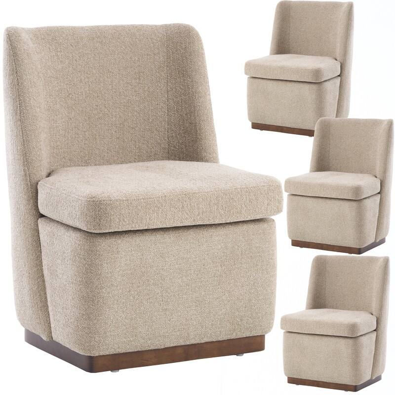 Modern Accent Chair Set of 4, Armless Chairs for Dining Room, Living Room, Bedroom - Coffee