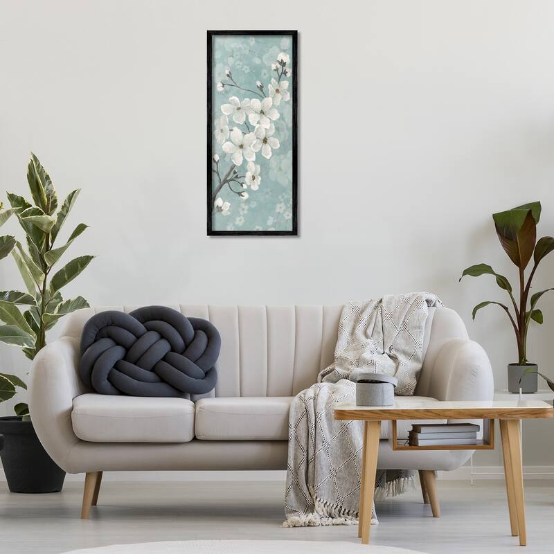 Stupell Cherry Blossoms on Green Framed Giclee Art Design By Janet Tava