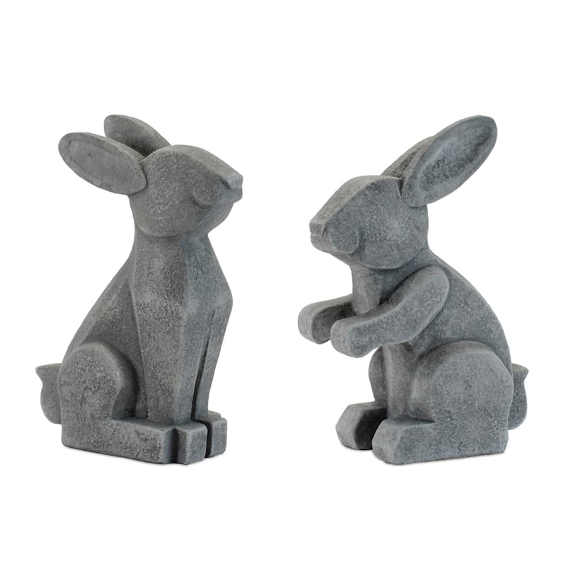 Sitting Bunny Figurine Decorations - 6" - Gray - Set of 6