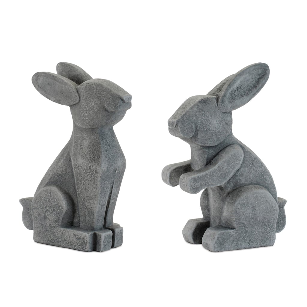 Sitting Bunny Figurine Decorations - 6" - Gray - Set of 6