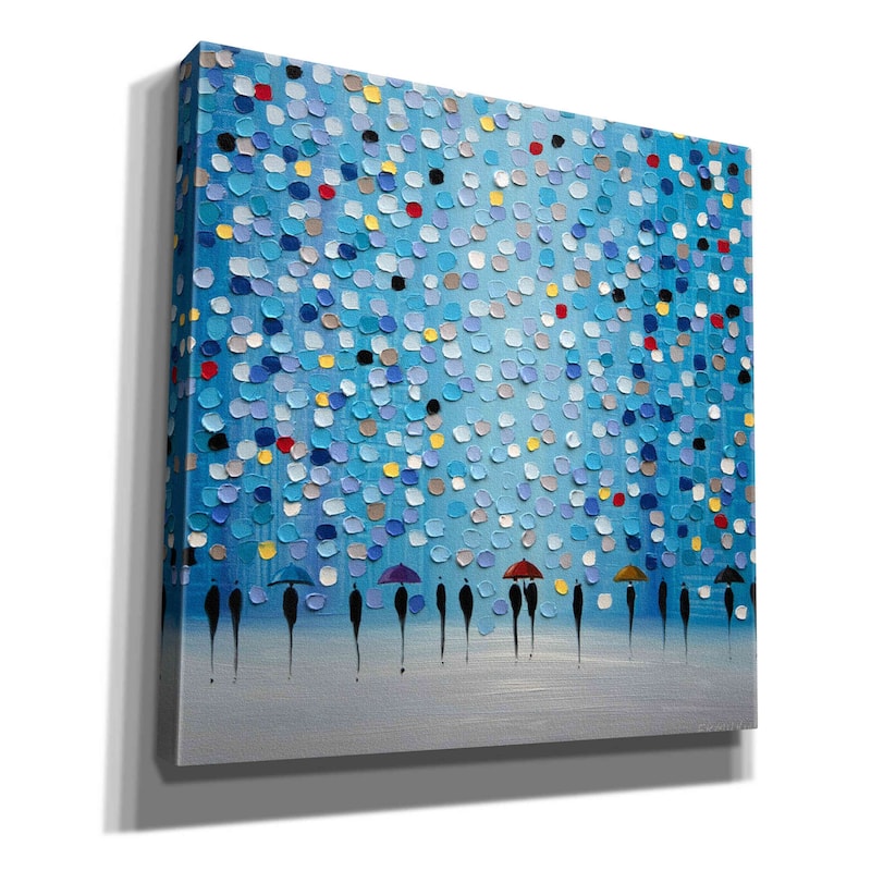 Epic Graffiti 'Colorful City Umbrellas' by Ekaterina Ermilkina Giclee Canvas Wall Art