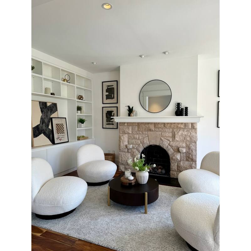 NPD Furniture Zolia Faux Shearling Swivel Accent Chair