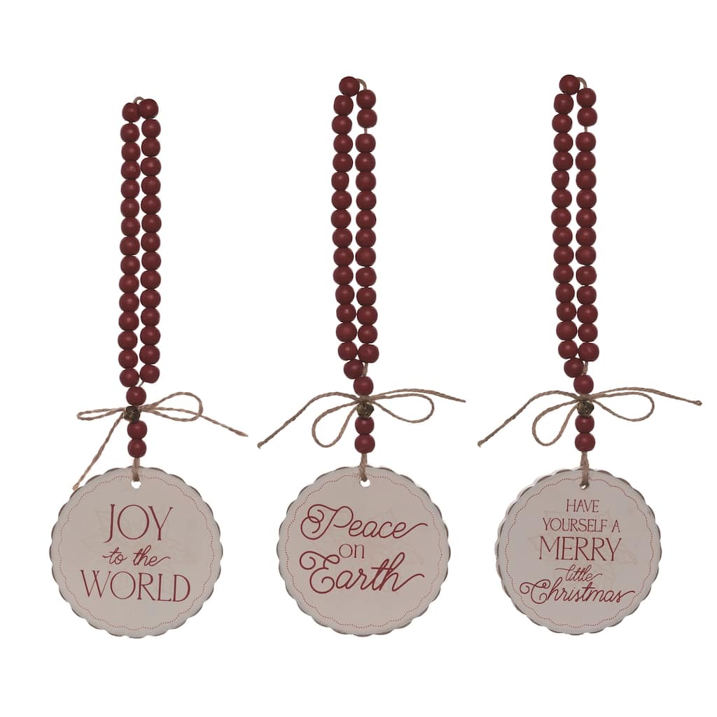 Transpac Wood Round Tags Set of 3 Christmas Home Decorations