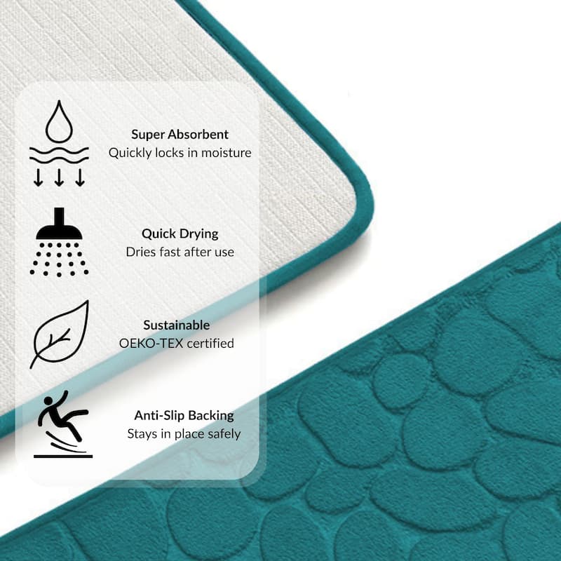 Memory Foam Runner Bath Mat Pebble Design 48x18