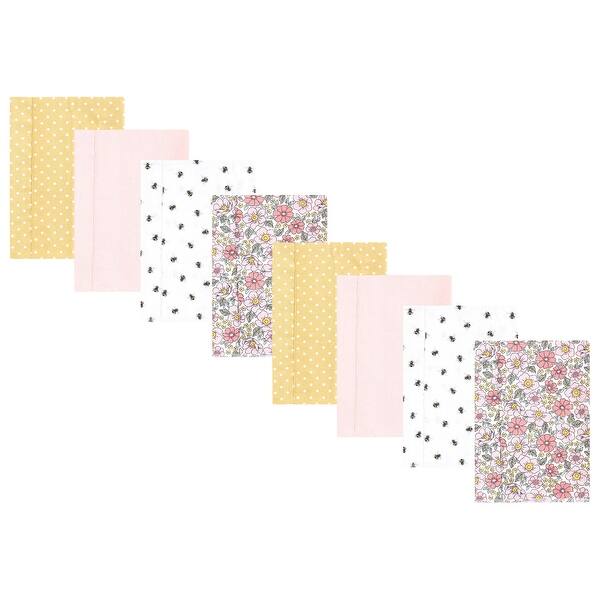 slide 1 of 1, Hudson Baby Boys and Girls Cotton Poly Flannel Burp Cloths 8-Pack, Pink Yellow Pretty Floral, One Size One Size - Pink Yellow Pretty Floral 8-Pack