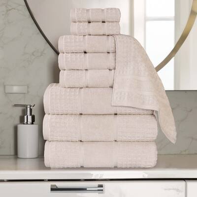 Superior Napa Zero Twist Cotton Waffle 9 Piece Bathroom Towel Set