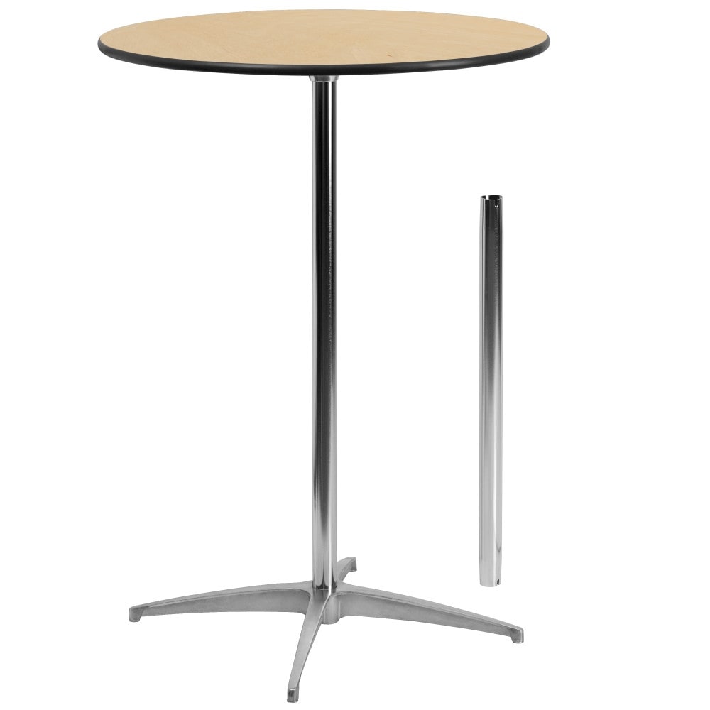 30" Round Wood Cocktail Table with 30" and 42" Columns - 30"D x 30"W x 30" - 42"H