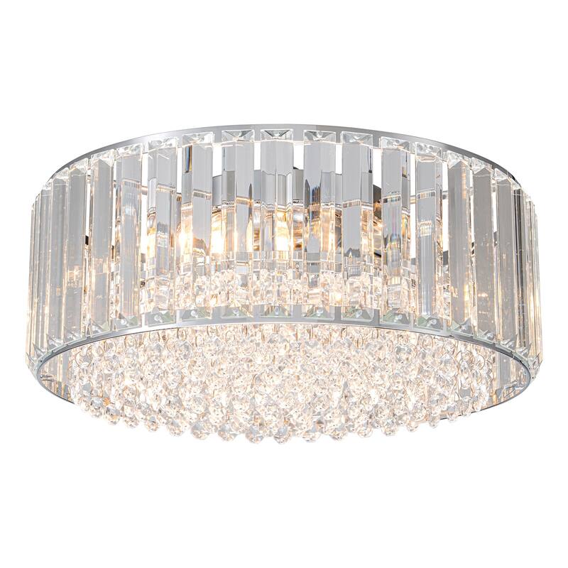 Modern 3-Light Crystal Hallway Flush Mount Ceiling Light Entryway Chandelier - W13.78"