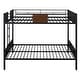 preview thumbnail 16 of 14, Brown Full over Full Size Metal Bunk Bed with Safety Rail and Built-in Ladder