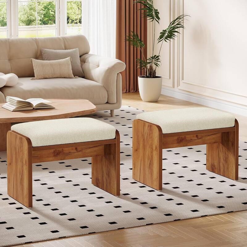 Upholstered Stool, Modern Footstool with Removable Cushion, Dressing Chair Small Ottoman Bench