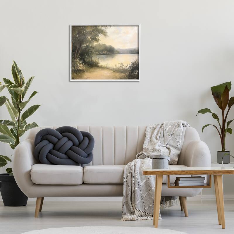 Stupell Shore of Peaceful Lake Framed Giclee Art Design By Petal Prints Design