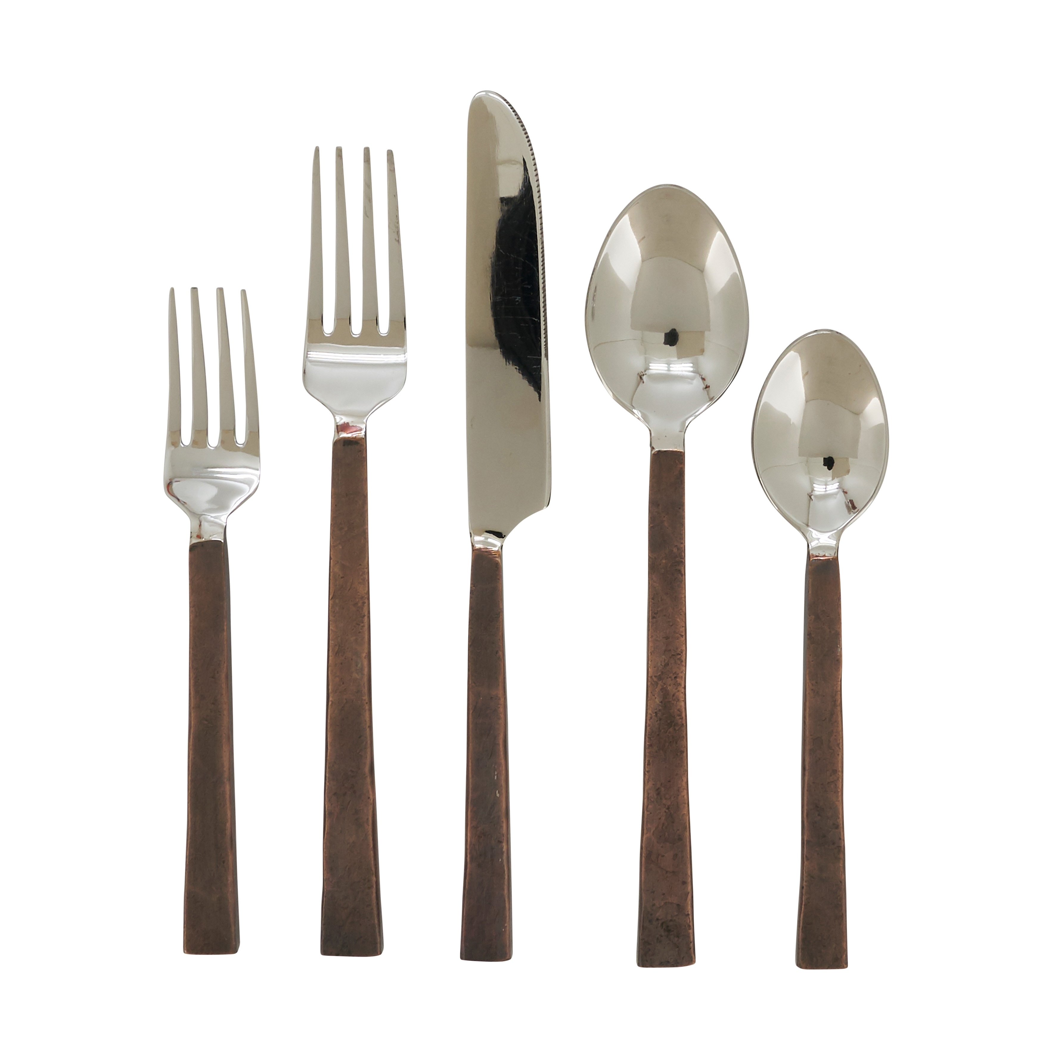 Saro Lifestyle Flatware Set With Flat Handle Design (Set of 5)