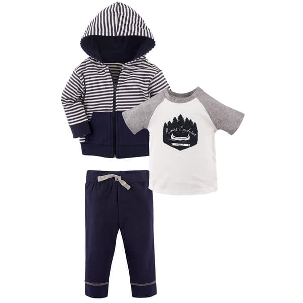 slide 1 of 1, Yoga Sprout Toddler Boy Cotton Hoodie, Tee Top, and Pant, Explorer Toddler 2T - Explorer Toddler