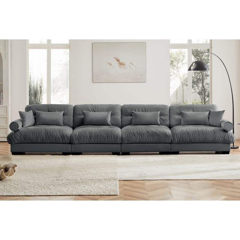 Modern Minimalist Modular Sectional Sofa, Oversized Couch with Thick Cushions, Velvet Upholstered Sofa for Living Room, Bedroom