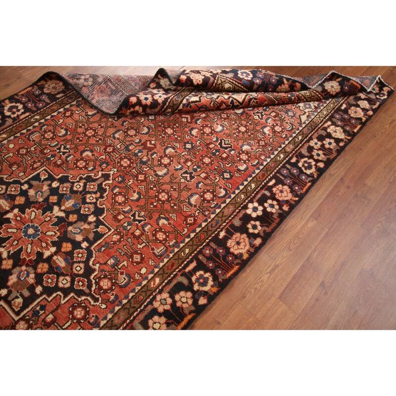 Hand Knotted Oriental 100% Wool Carpet Traditional Medallion Red Hamedan Runner Rug - 11' 0'' X 4' 0''