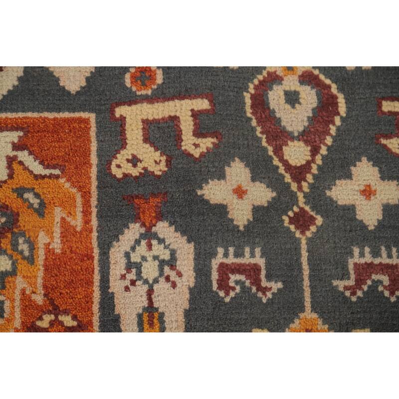 Geometric Kazak Area Rug Hand-Knotted Tribal Wool Carpet - 7'10"x 9'11"