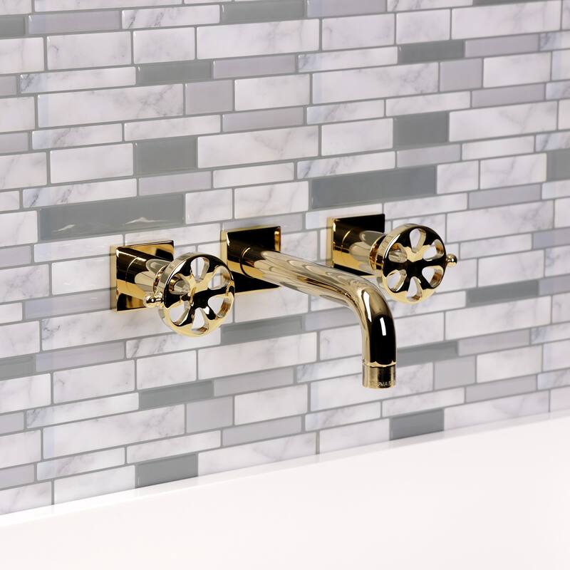 Belknap Two-Handle 3-Hole Wall Mount Bathroom Faucet in Polished Nickel
