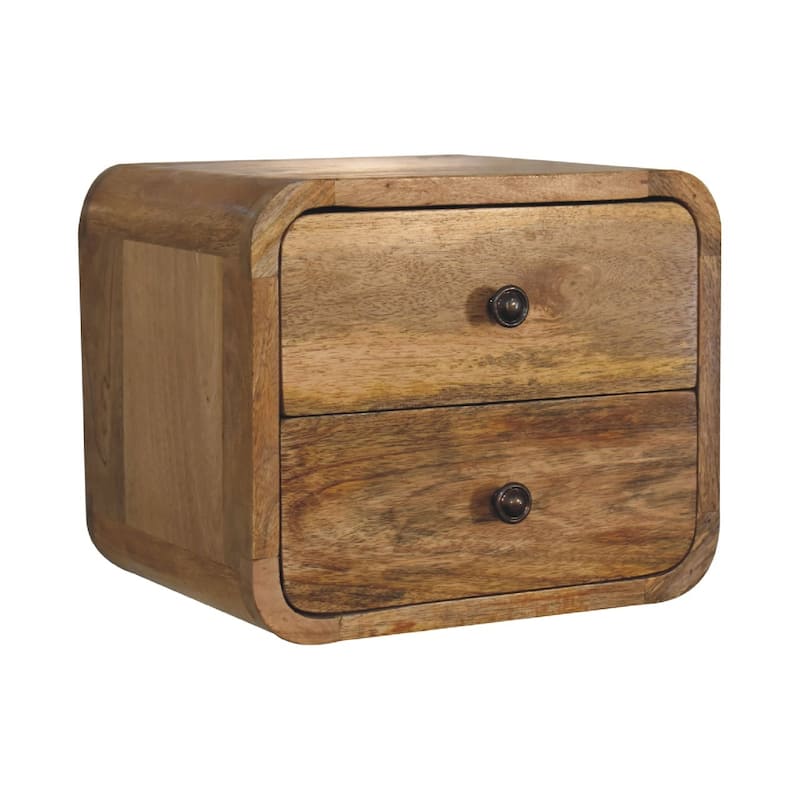 Artisan Furniture Solid Wood Mini Curve Oak-ish Floating Nightstand
