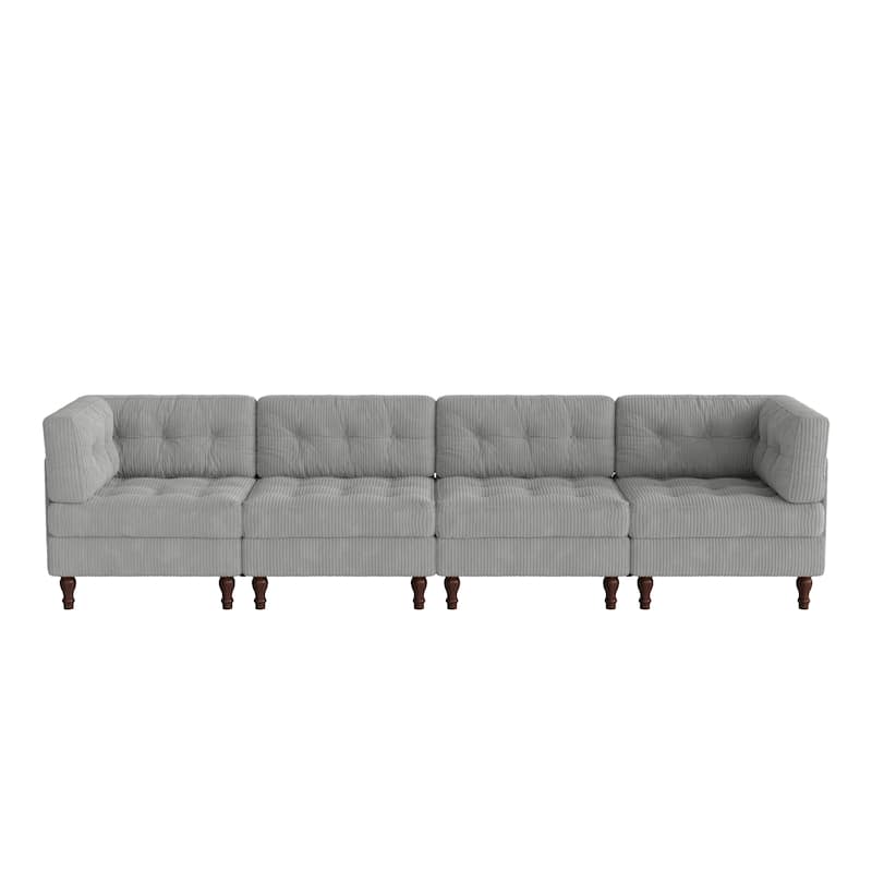 Oversized Modular Sectional Corduroy Fabric Tufted Sofa