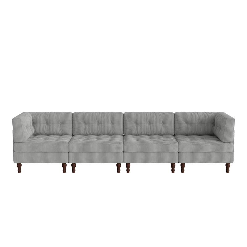 UIXE 4-Piece Corduroy Upholstered Modular Sectional Sofa for Living Room