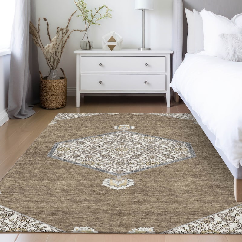 Machine Washable Indoor/ Outdoor Traditional Chantille Rug