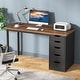 preview thumbnail 20 of 36, 47-inch Computer Desk with 5-drawer, Wood and Metal Writing Desk for Study Living Room