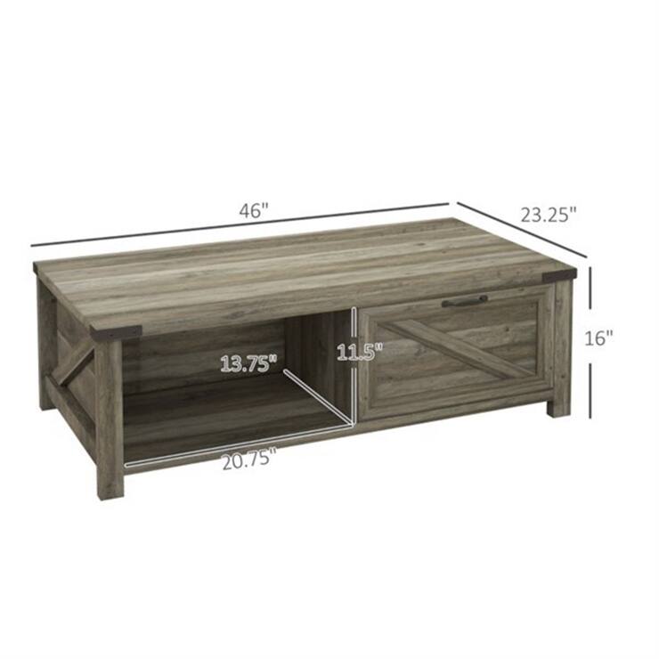 Coffee Table with 2 Open Shelves and 1 Drawer