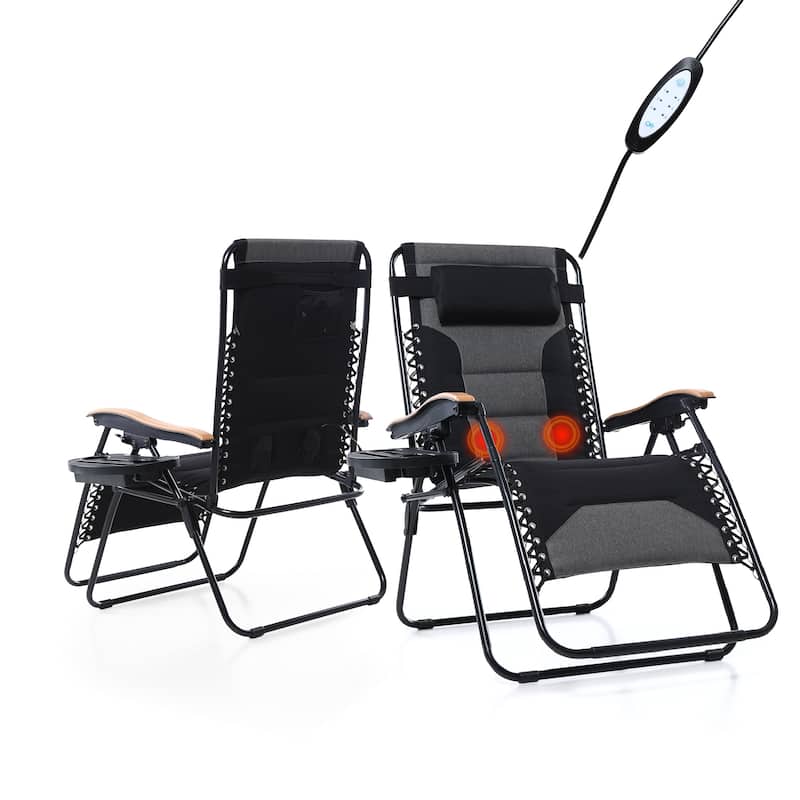 Oversize XL Padded Zero Gravity Lounge Chair Wider Armrest Adjustable Recliner with Cup Holder - N/A