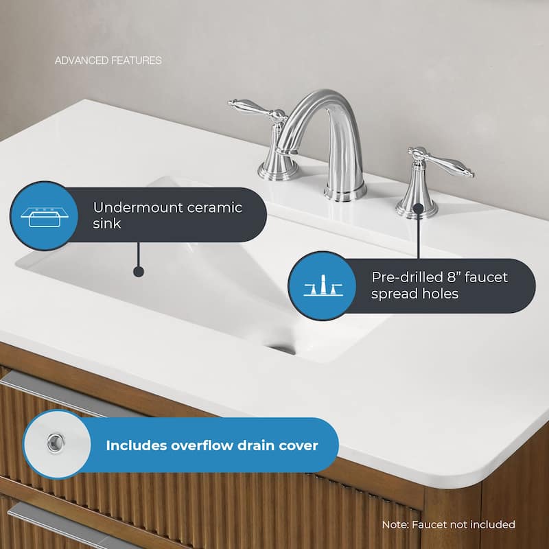 OVE Xander Bathroom Vanity with White Engineered Stone Top