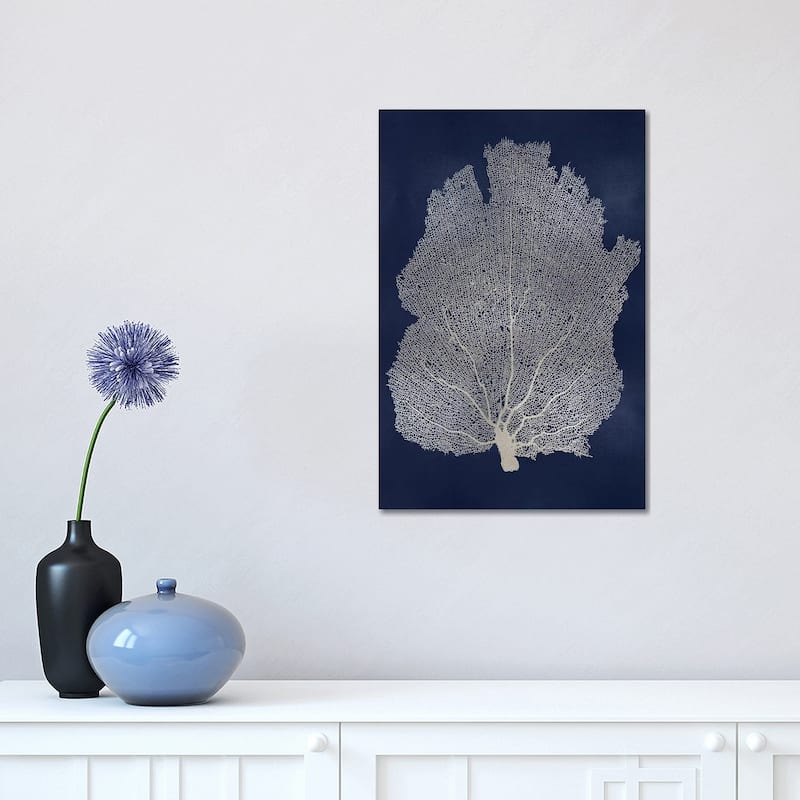 iCanvas "Sea Fan Silver on Blue I" by Melonie Miller Canvas Print - 18x12x1.5