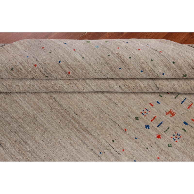 Tribal Gabbeh Oriental Area Rug Hand-Knotted Wool Carpet - 5'9"x 9'0"