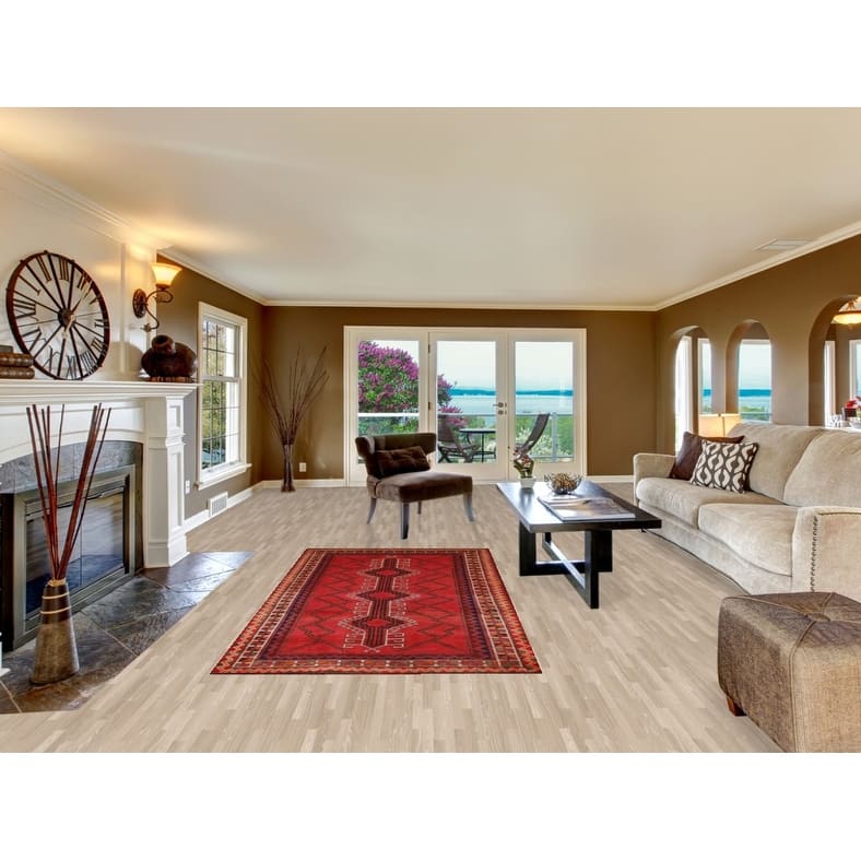 Hand Knotted Oriental 100% Wool Carpet Traditional Geometric Red Lori Area Rug - 8' 4'' X 4' 3''