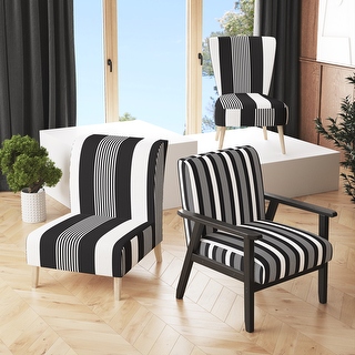 Patterned accent chairs with arms clearance