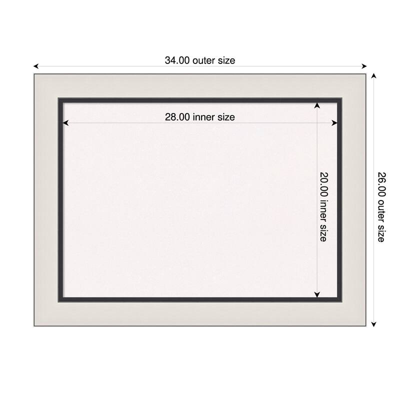 Ellie Silver Black Framed Cork Board - Bulletin Board, Organization Board, Pin Board - White - 34 x 26 in