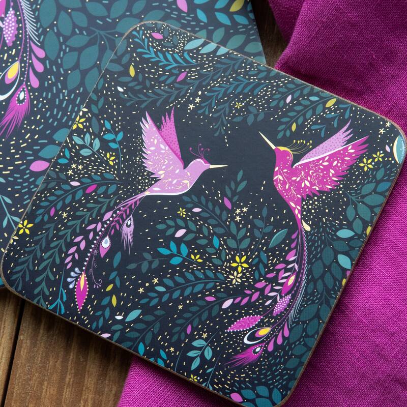 Sara Miller India Hummingbird Coasters, Set of 4 - 4 x 4 in