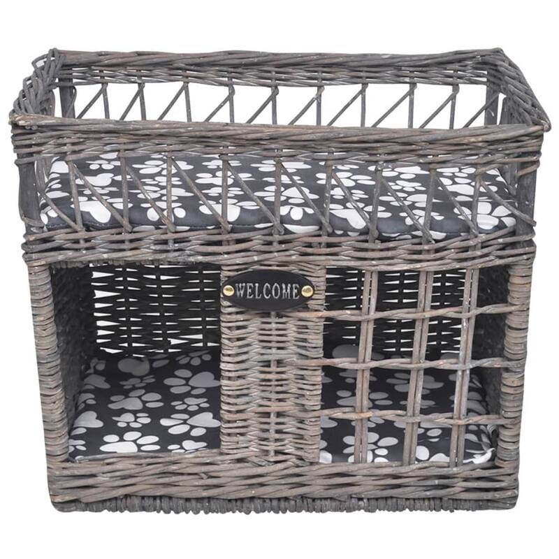 vidaXL Willow Cat Tree Pet House/Bed/Scratching Post with Cushion Square - 18.1" x 12.6" x 14.2"