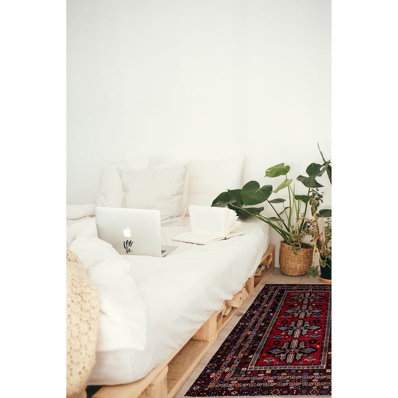 ECARPETGALLERY Hand-knotted Teimani Red Wool Rug - 4'2 x 6'4