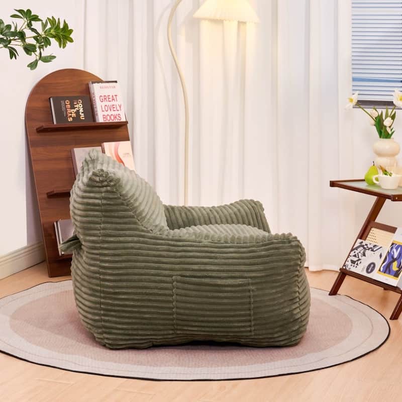Oversized Lounge Chair Bean Bag Chair for Adults and Kids, Corduroy Fabric Arm Chair Floor Couch Single Sofa Chair