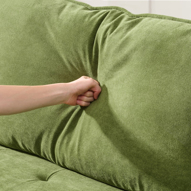 103-inch Green Foam Sofa with Pillows for Multiple Spaces