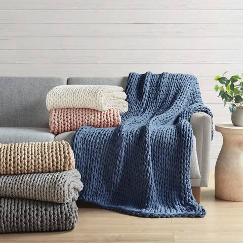 Madison Park Chunky Double Knit Handmade Throw Blanket