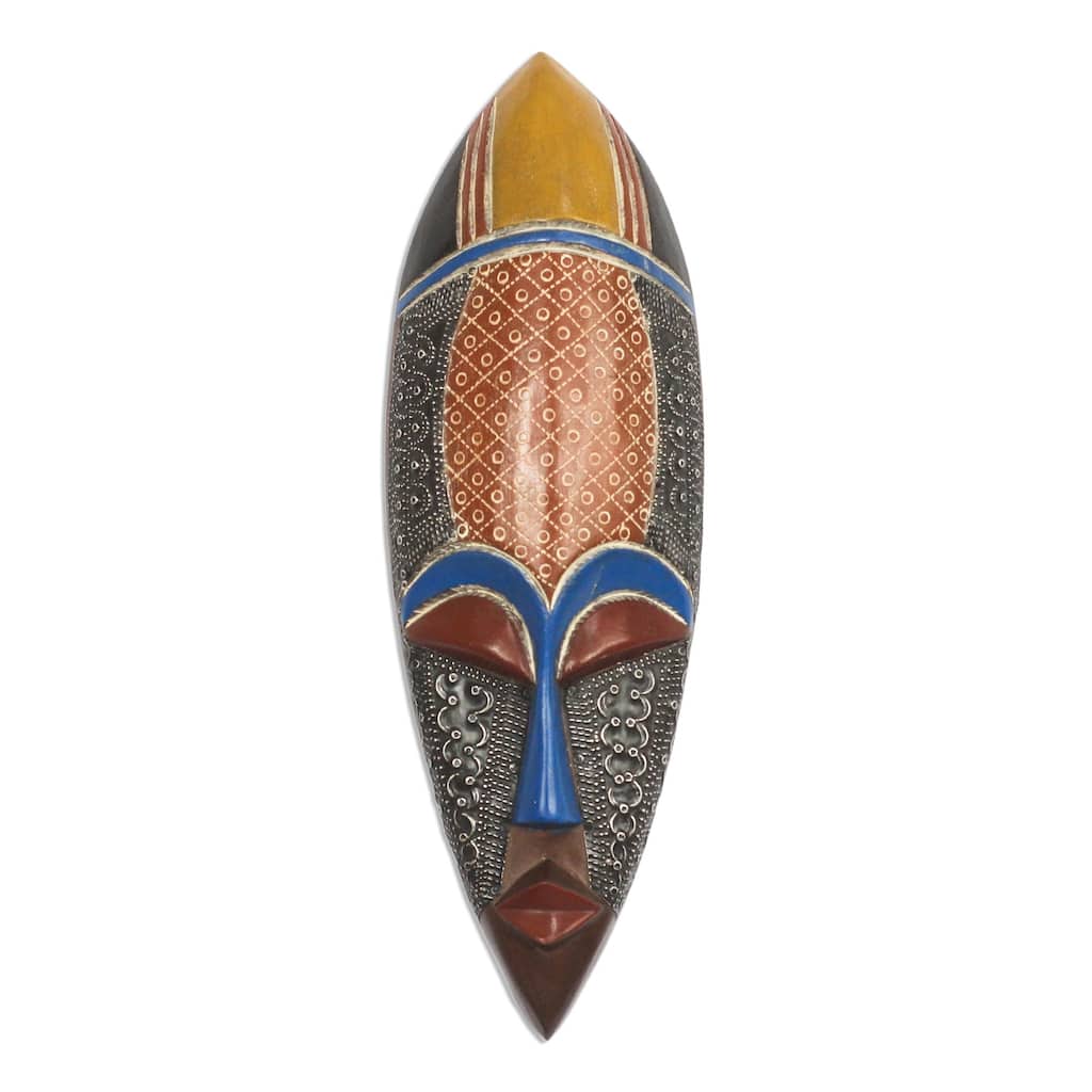Novica Handmade Feminine Patterns African Wood Mask