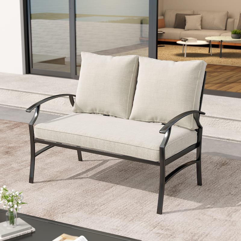 Outdoor Patio Metal 74" W Sofa/ 50" W Loveseat with Cushions