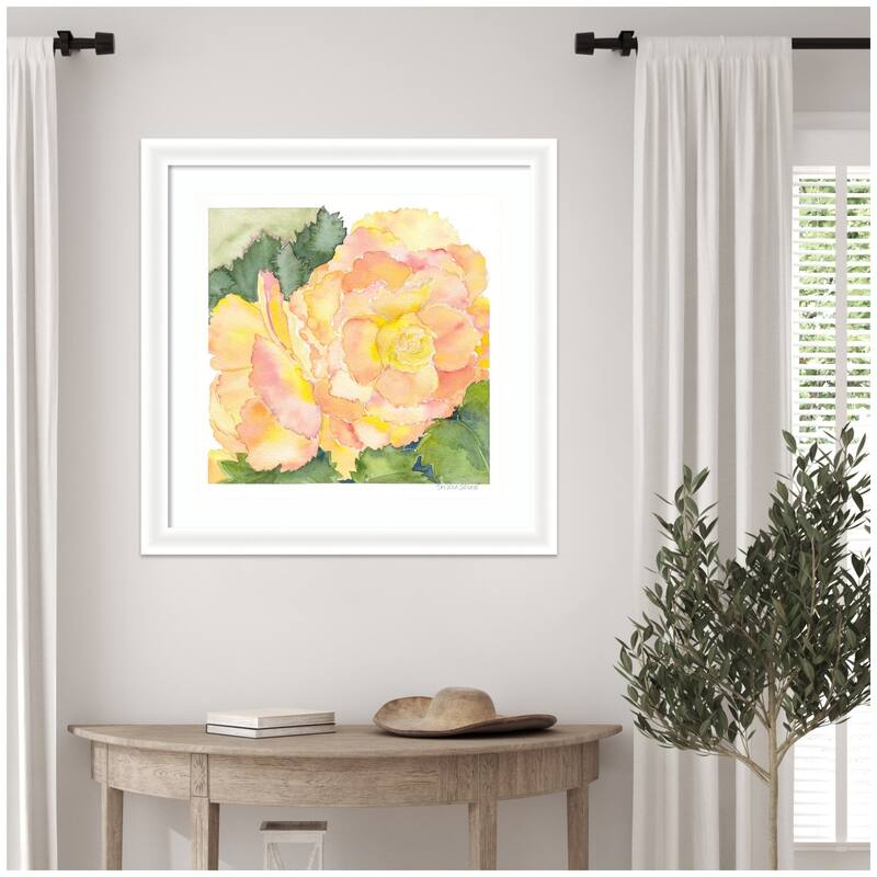 Kate and Laurel Framed Art Orange Pink Abstract Begonia by Patricia Shaw