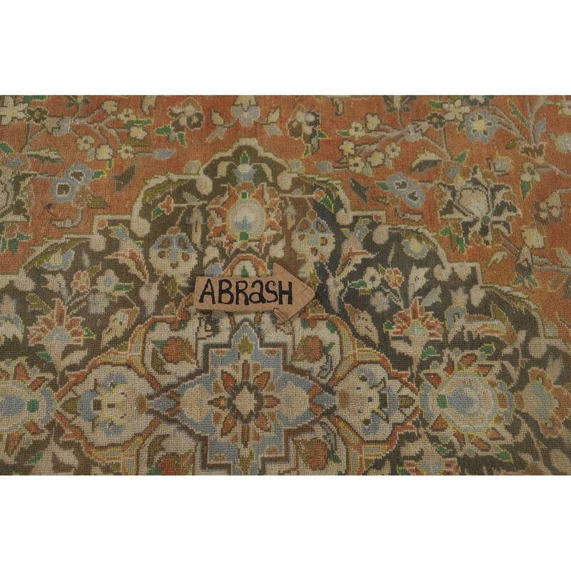 Traditional Kashan Vintage Persian Area Rug Handmade Wool Carpet - 9'3" x 13'0"