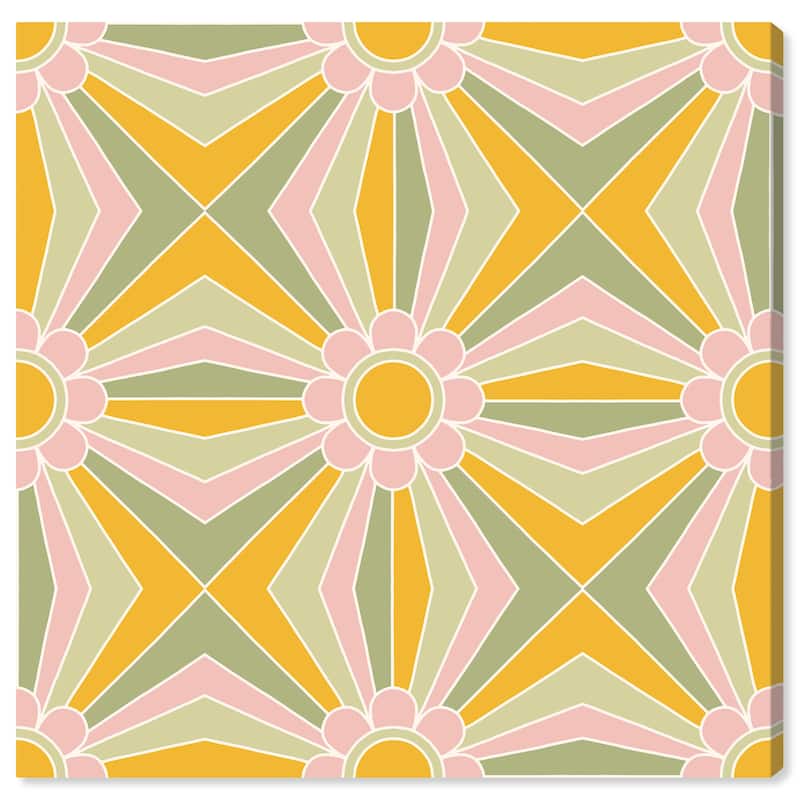 Wynwood Studio Canvas Abstract My Art Deco Number One Green and Light Pink Vintage Wall Art Canvas Print - 30 x 30
